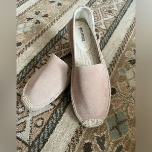 Saludos Anthropologie Flat Espadrilles Smoking Slipper Leather Suede Size 7.5